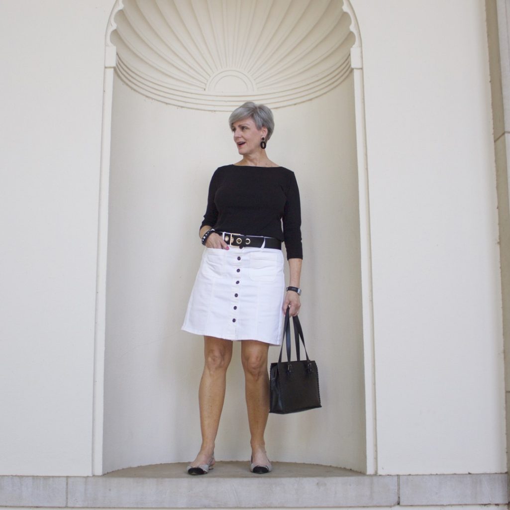 white denim skirt for summer
