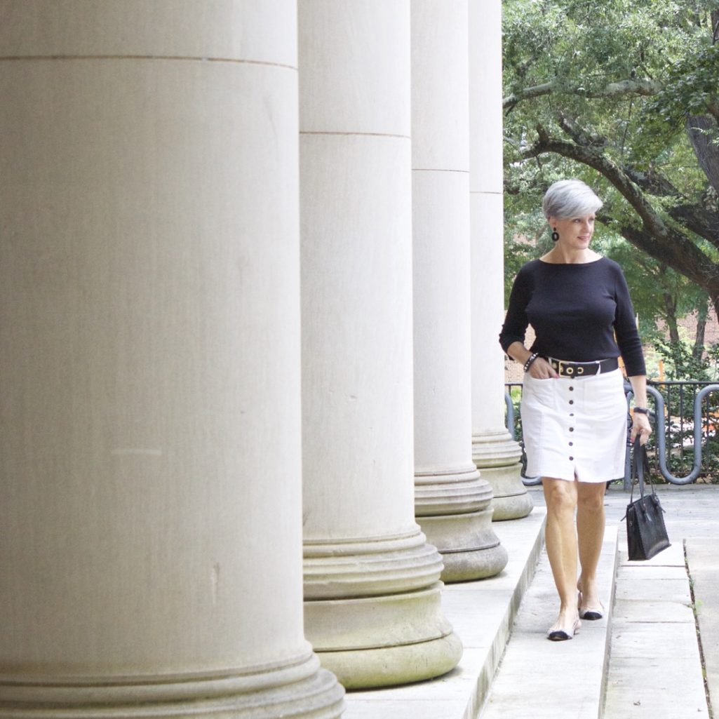 white denim skirt for summer