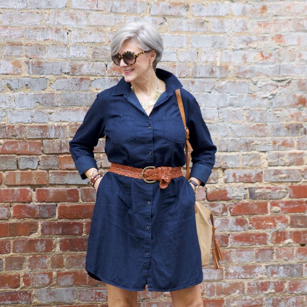 how to wear a denim shirtdress