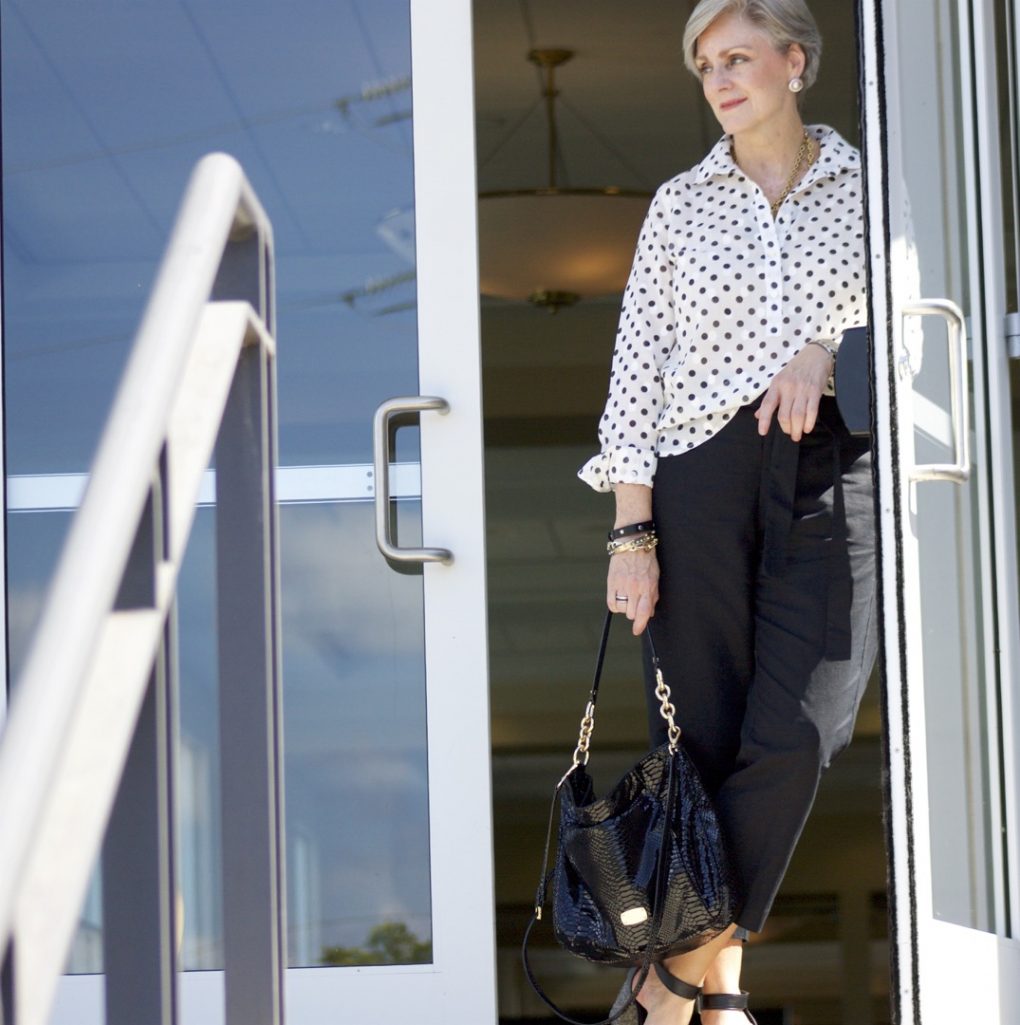 polka dots and linen pants