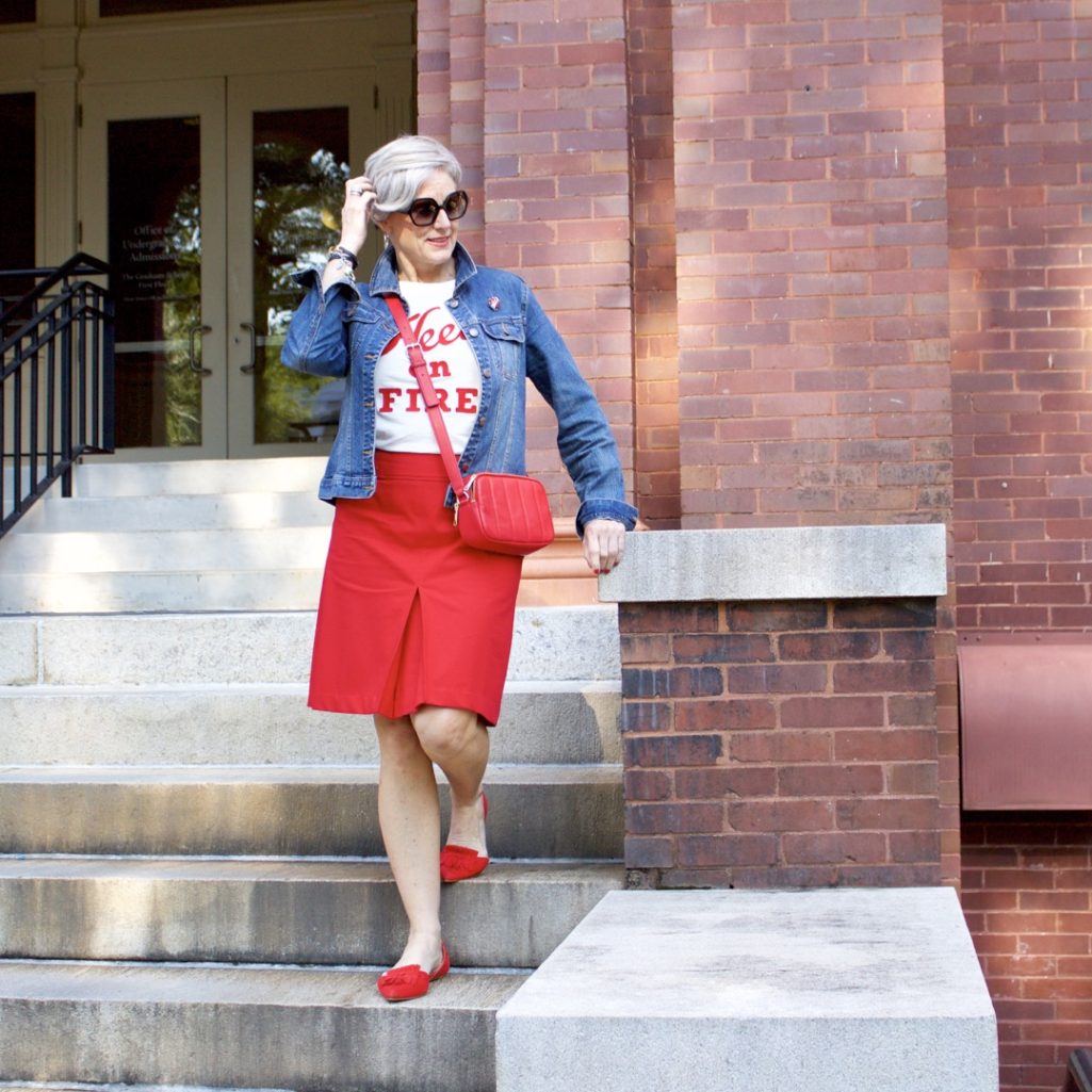 red a-line skirt from talbots