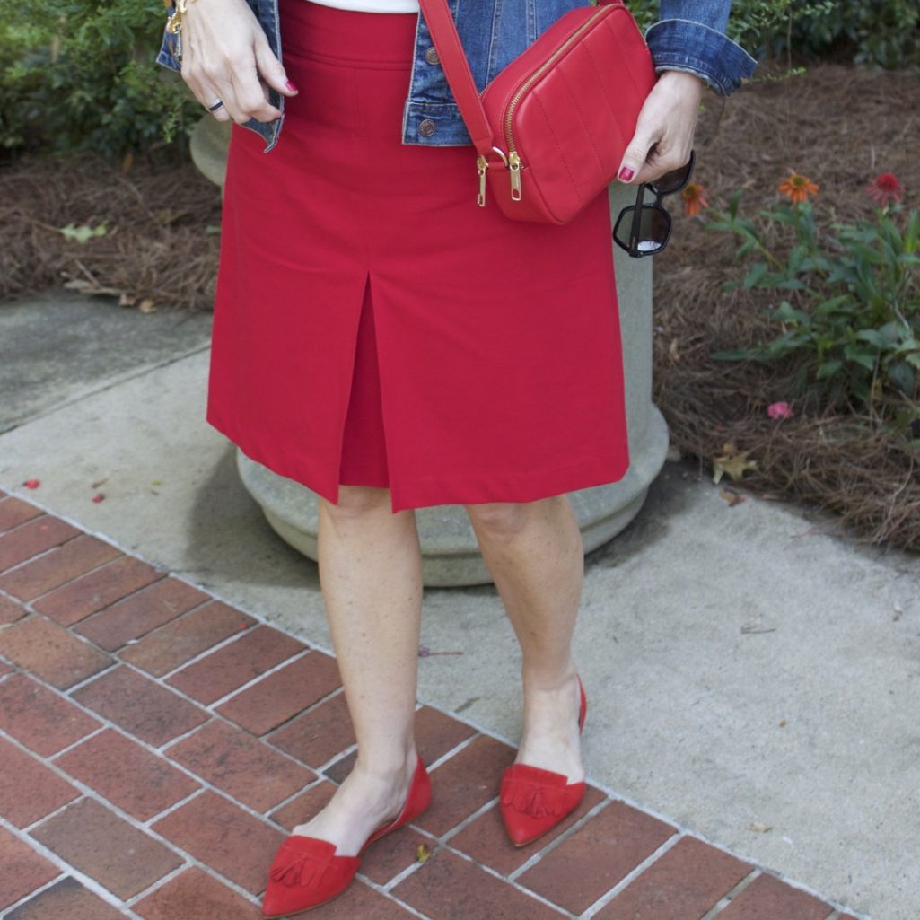 red a-line skirt from talbots