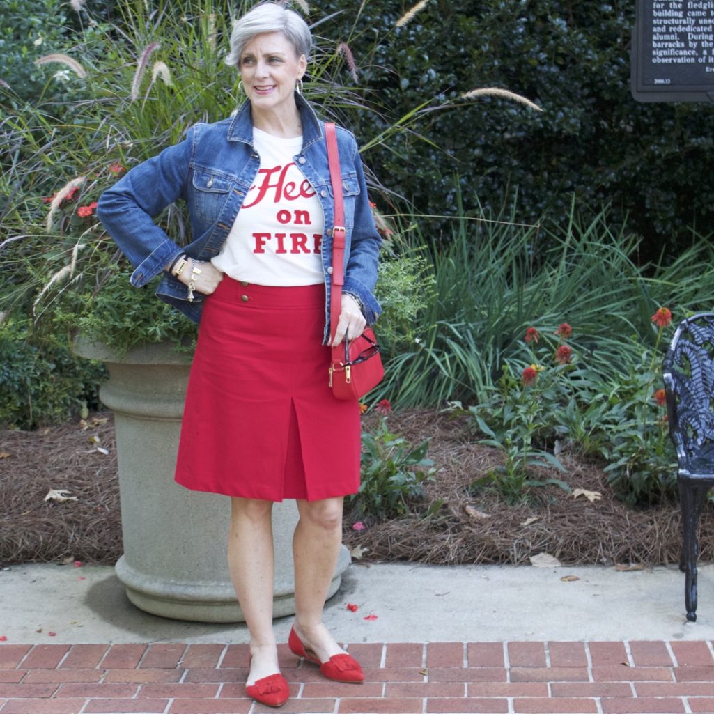 red a-line skirt from talbots