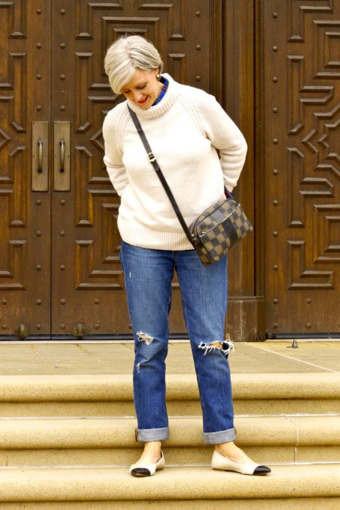 j.crew denim, old navy sweater, gap plaid shirt
