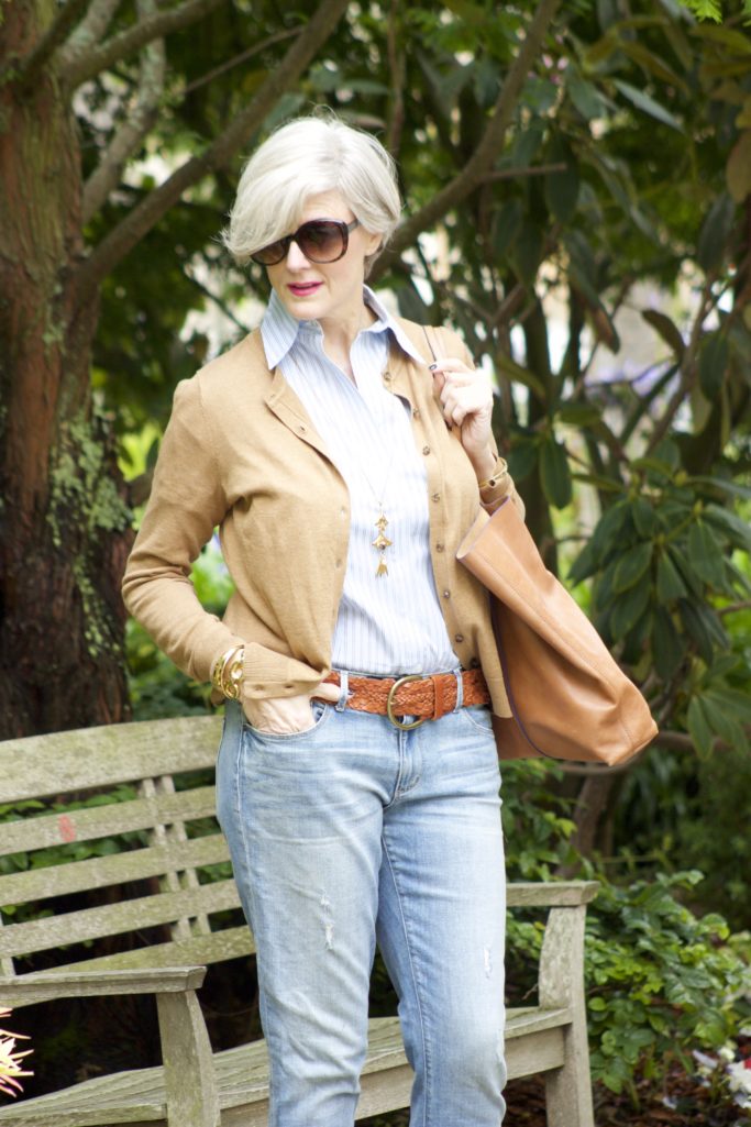 blue jeans and button-down