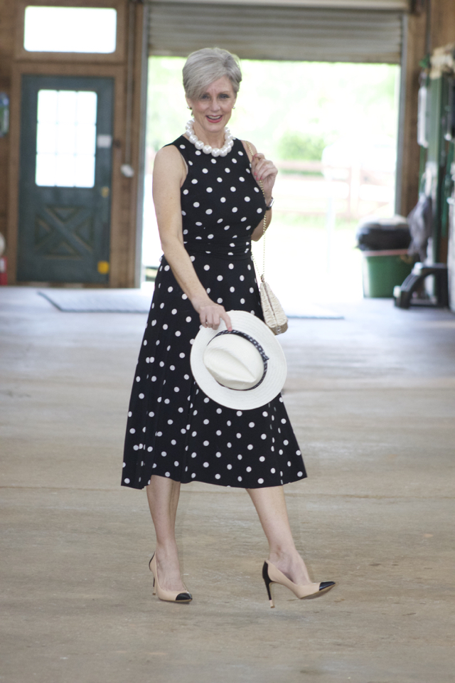 Julia Roberts Wears Polka Dot Dress at Polo Event