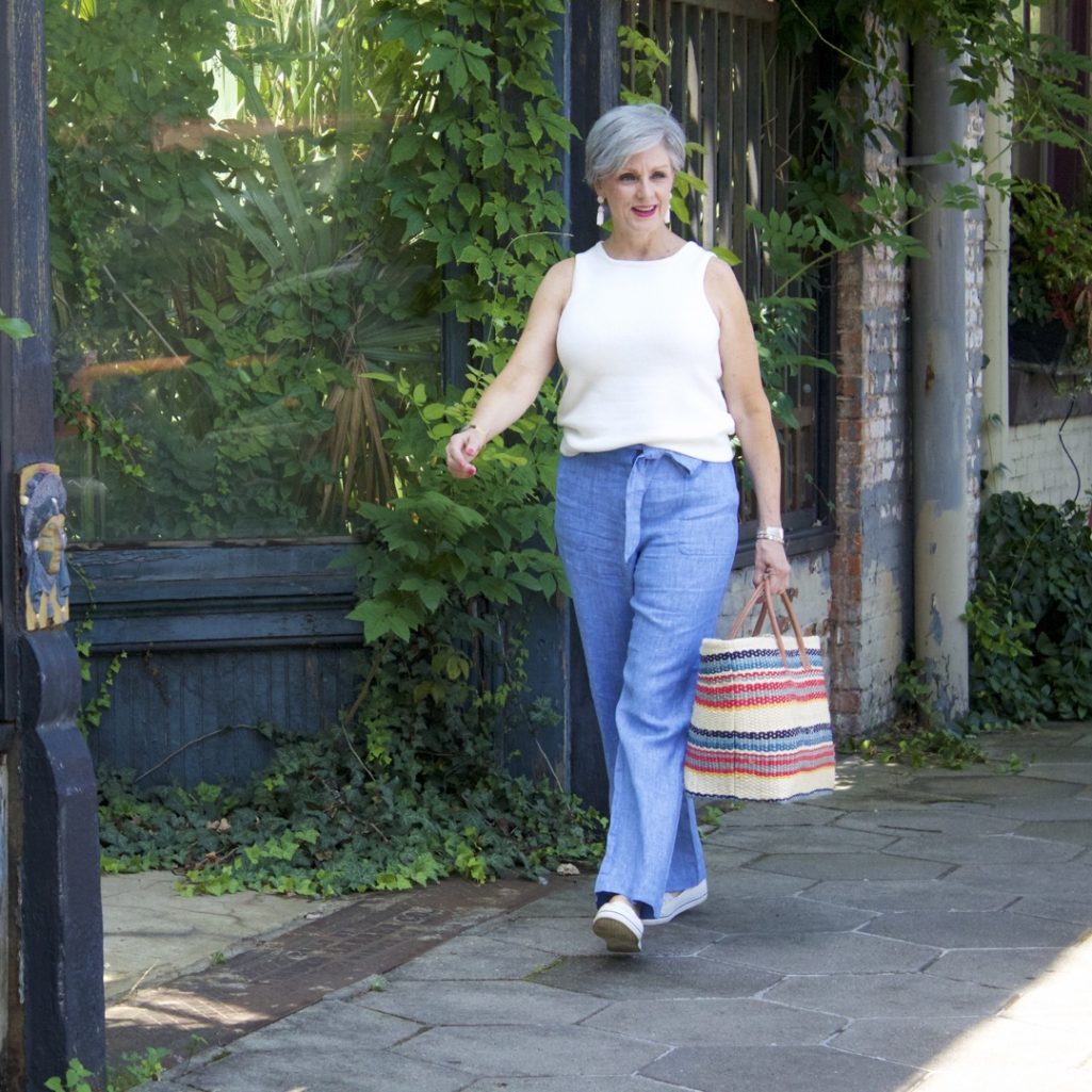 wide leg chambray pant