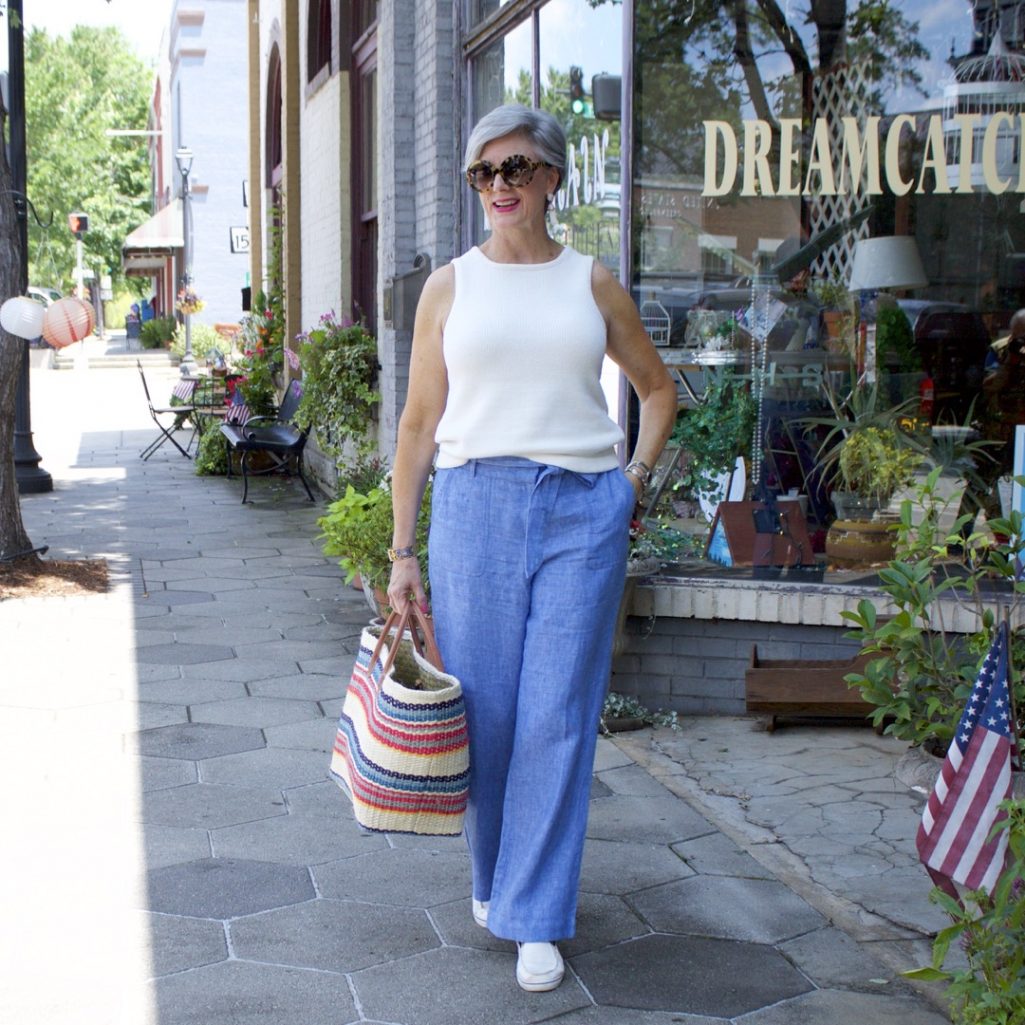 wide leg chambray pant