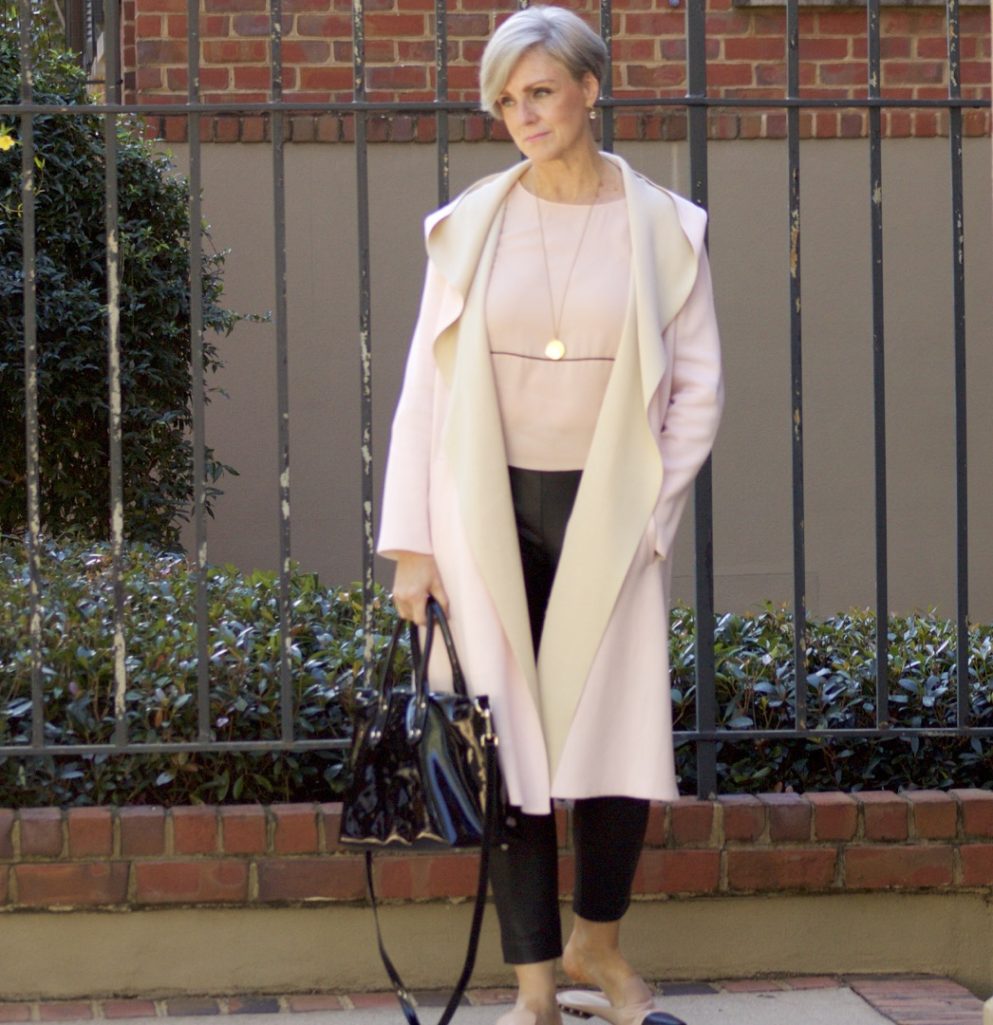 long duster cardigan in pantone's color of the year - rose