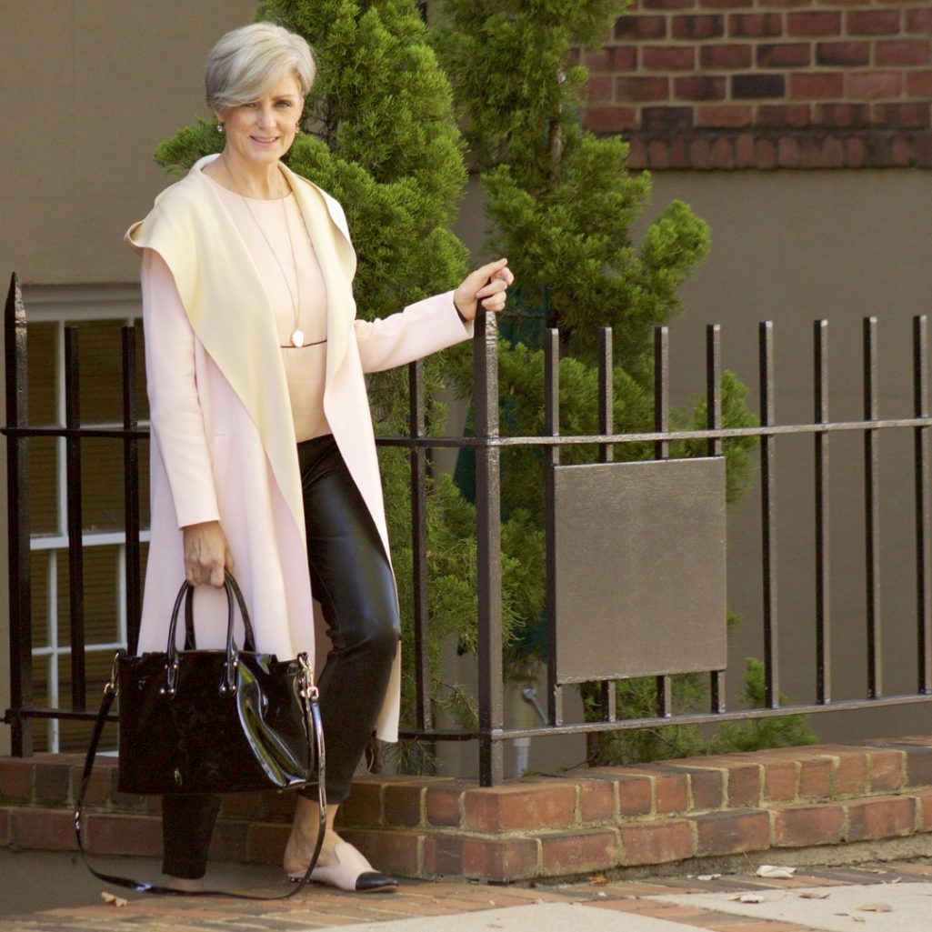 long duster cardigan in pantone's color of the year - rose
