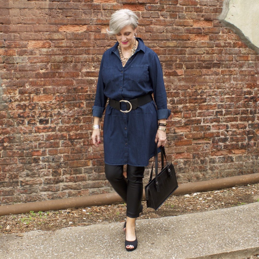 denim and leather Style at a Certain Age