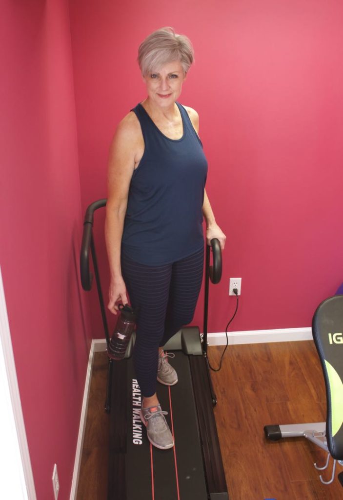 athleta leggings, tank top, sweatshirt