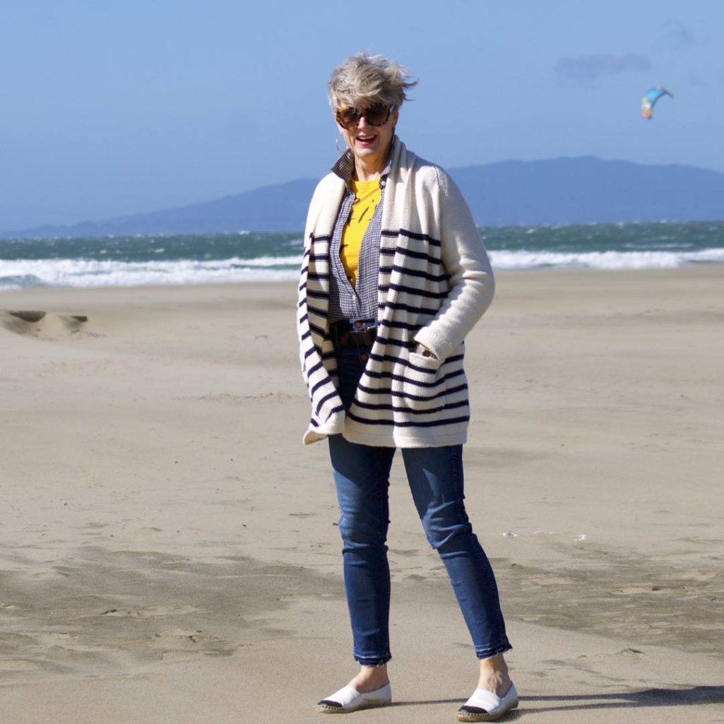san francisco, madewell denim, j.crew striped cardigan, tory burch espadrilles