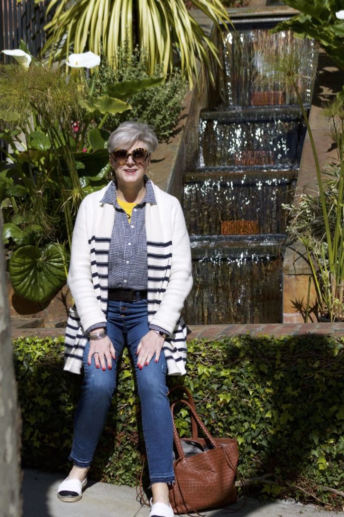 san francisco, madewell denim, j.crew striped cardigan, tory burch espadrilles