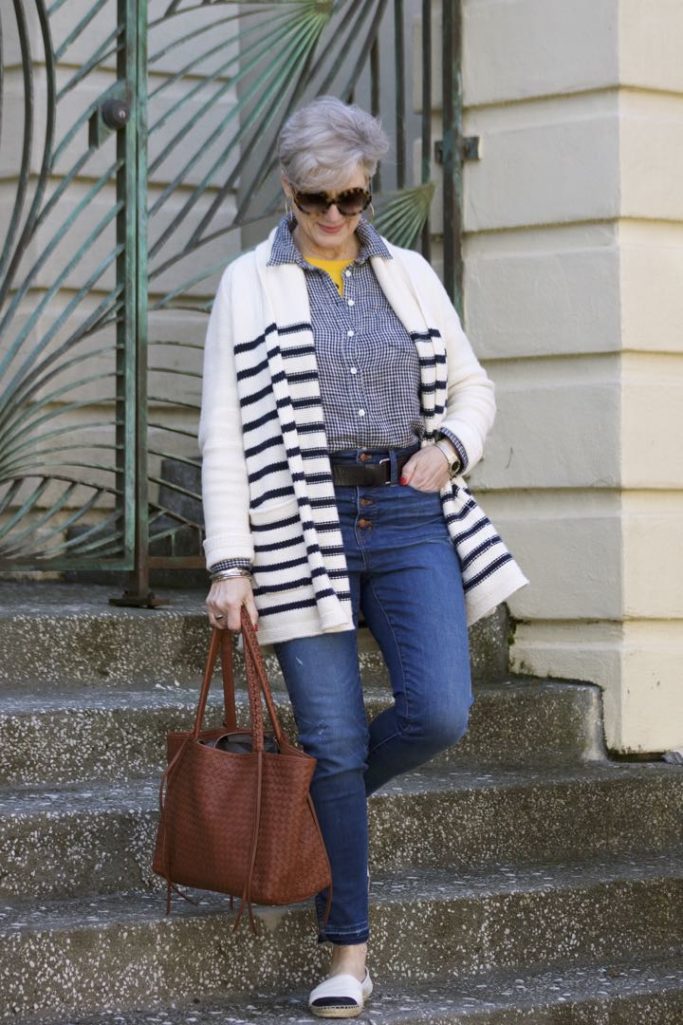 san francisco, madewell denim, j.crew striped cardigan, tory burch espadrilles