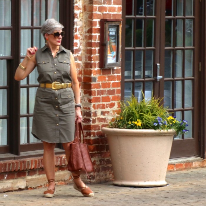 ralph lauren trench dress, ralph lauren gold belt, soludos espadrilles, tory burch necklace, tory burch earrings,