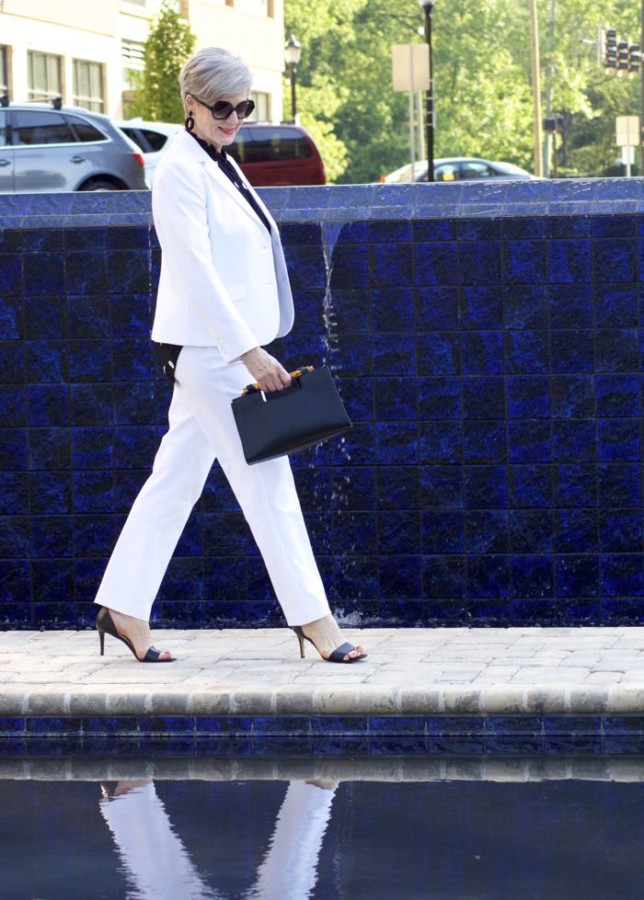polka dot rock, white suit, beth djalali, what i wore on date night