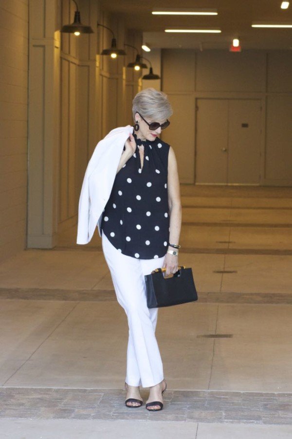 polka dot rock, white suit, beth djalali, what i wore on date night