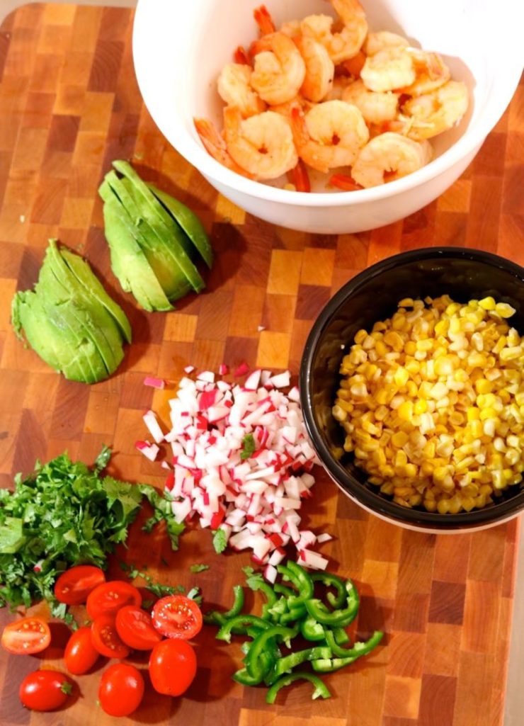 shrimp salad, pina colada