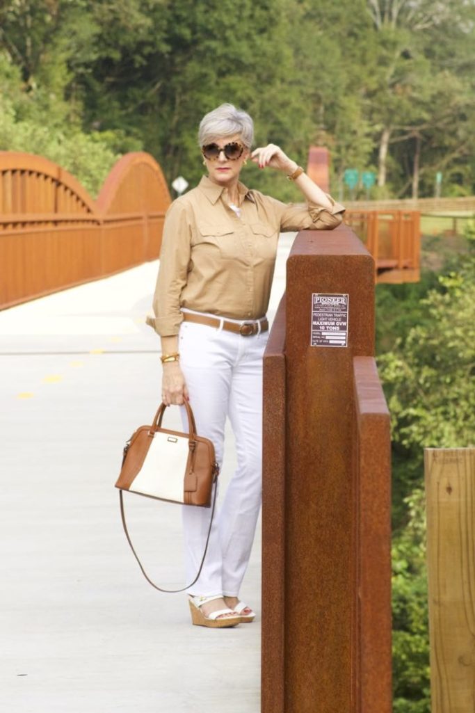 express white denim, j.crew utility shirt