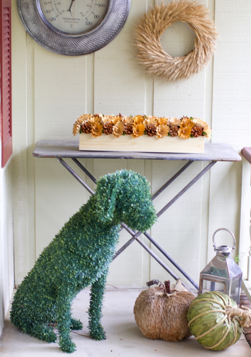 fall home design updates from beth at a Style at a Certain Age who is wearing a Ralph Lauren Polo Bear sweater, J.Crew skinny jeans, and J.Crew Ryan Loafers