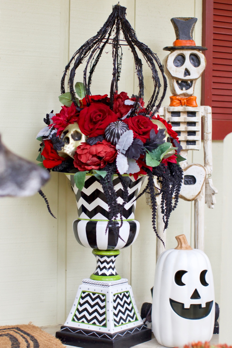 fall home design updates from beth at a Style at a Certain Age who is wearing a Ralph Lauren Polo Bear sweater, J.Crew skinny jeans, and J.Crew Ryan Loafers