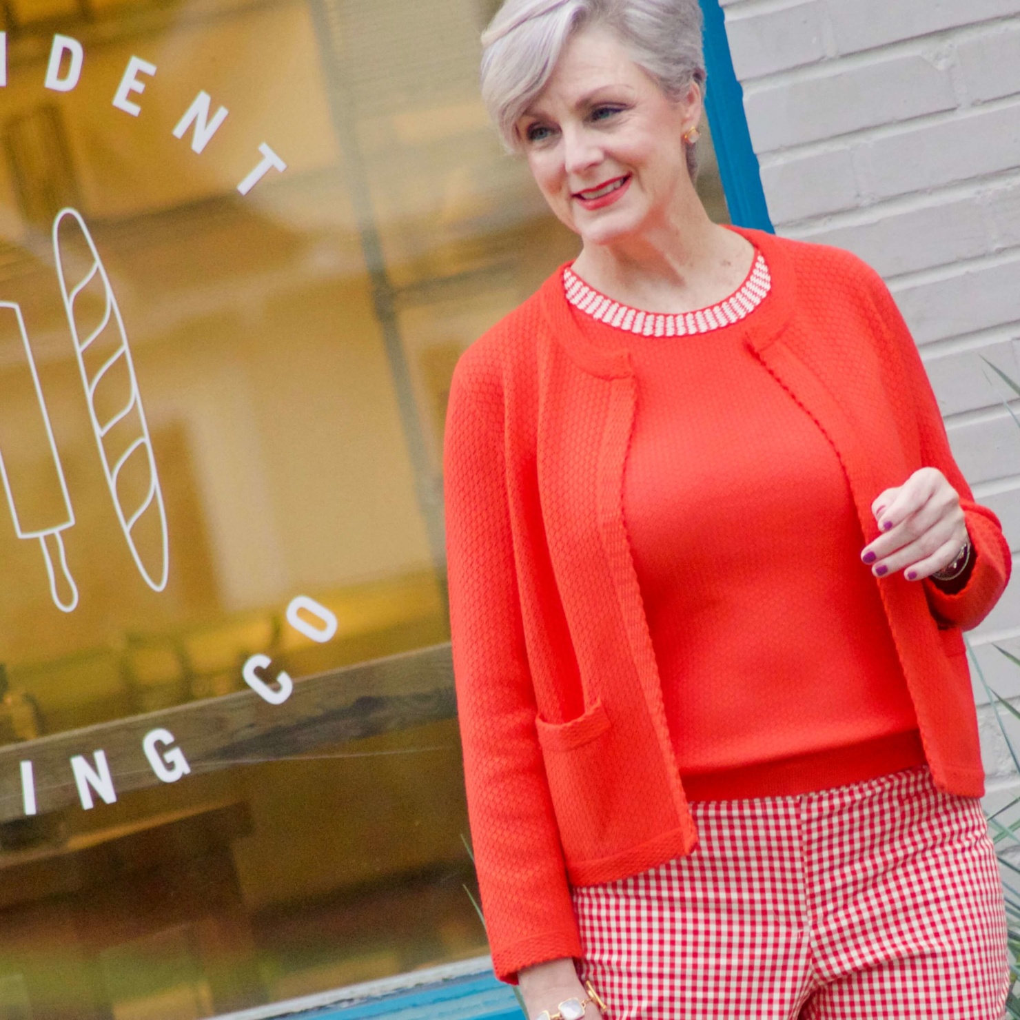beth from Style at a Certain Age wears Ann Taylor textured shell and cardigan