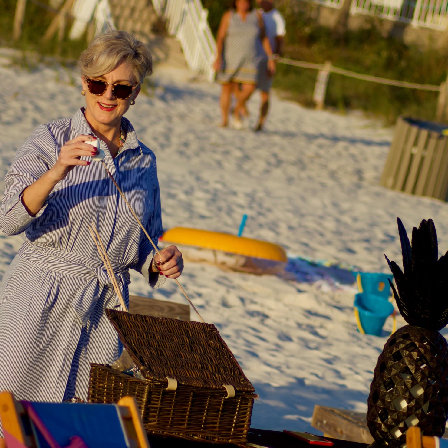 beth from Style at a Certain Age wears a Gretchen Scott shirtdress while visiting Panama City Beach