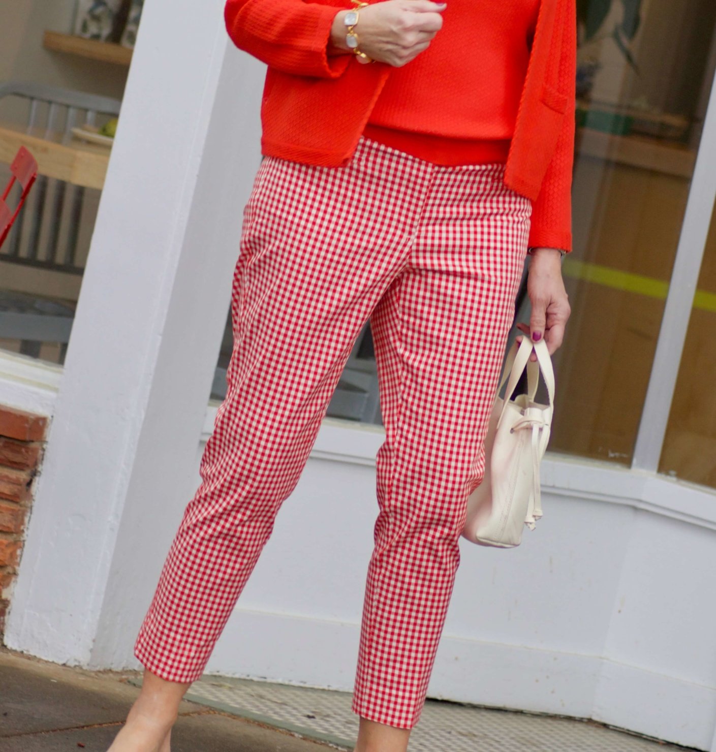 beth from Style at a Certain Age wears cropped gingham pants