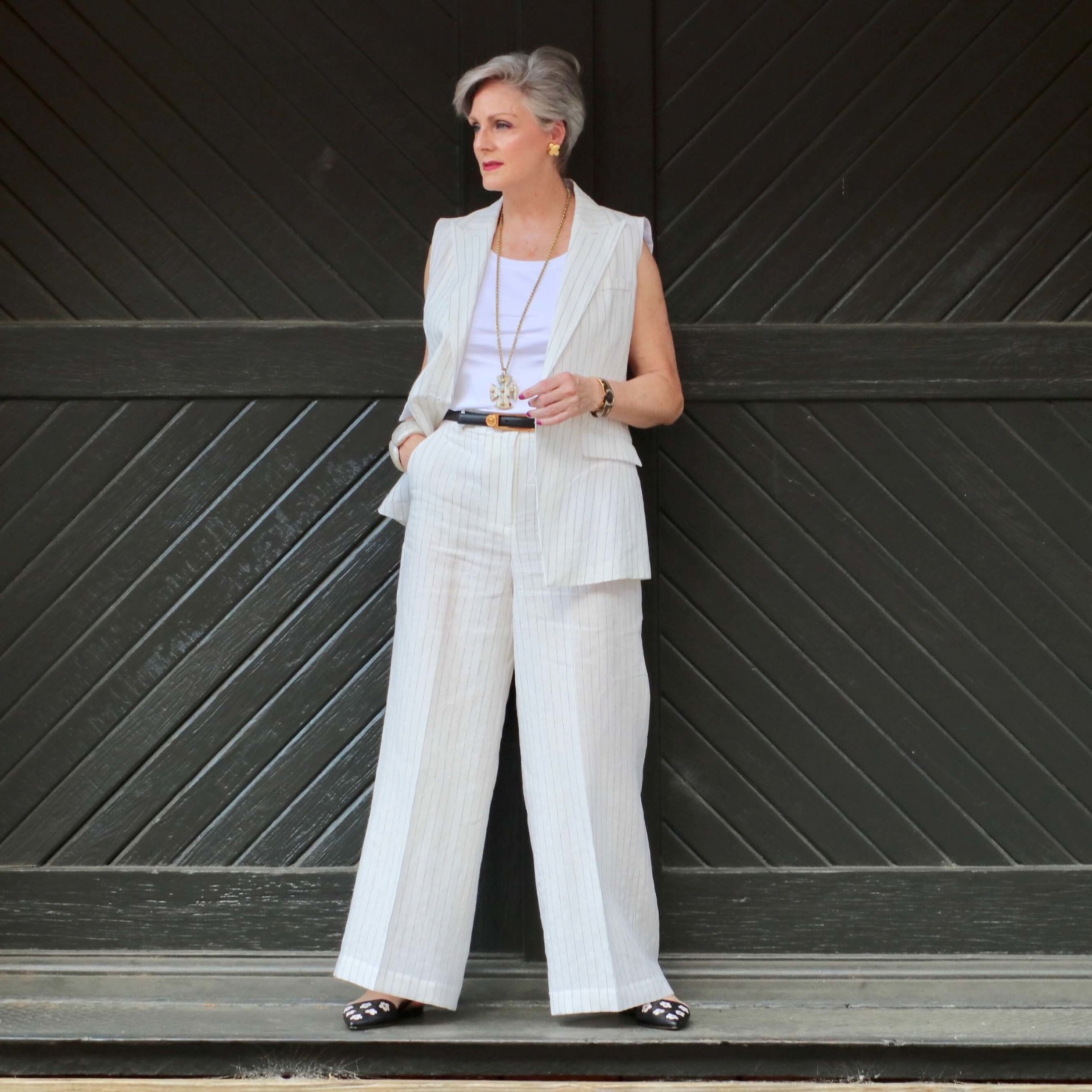 lafayette linen pinstripe vest and pants