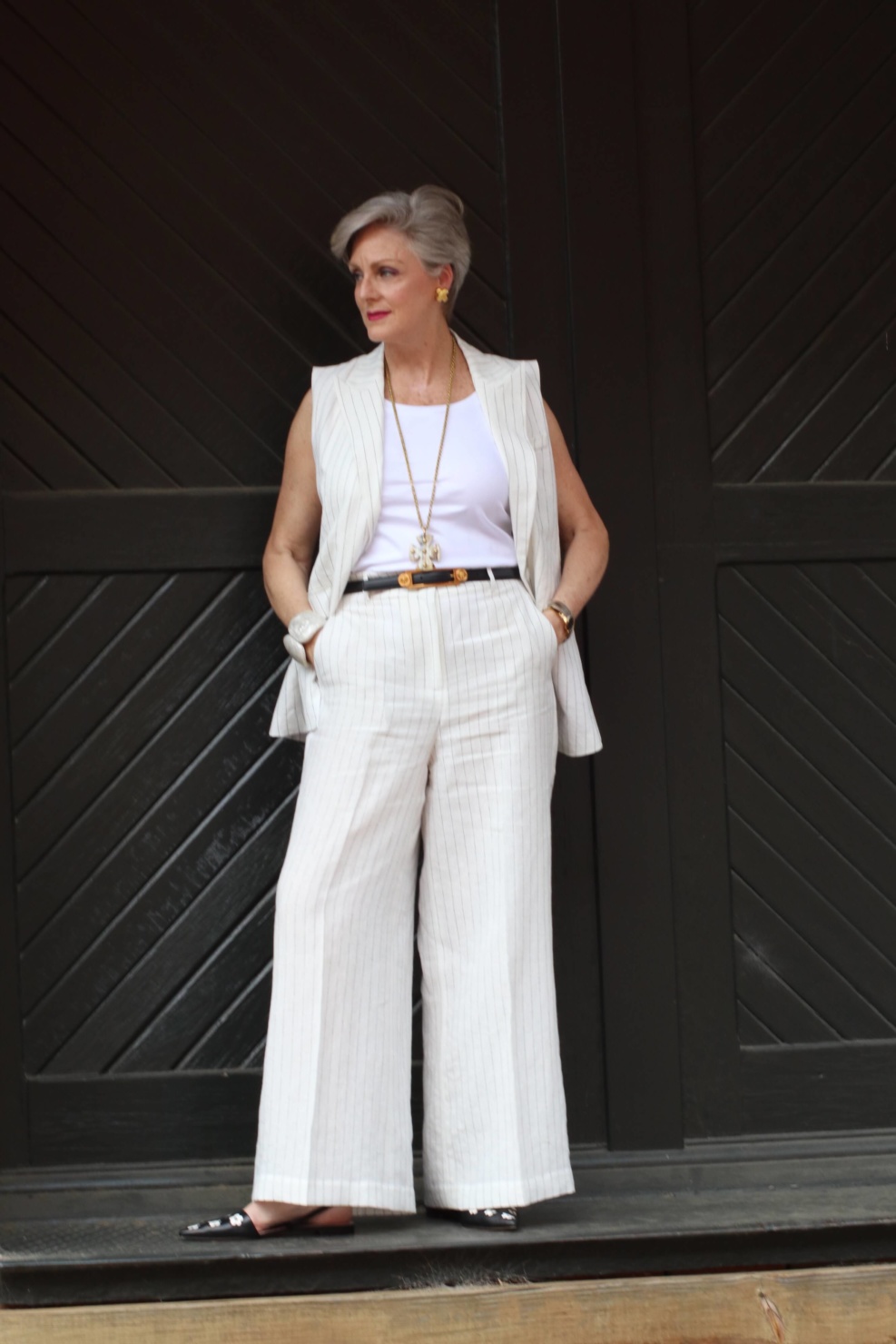 lafayette linen pinstripe vest and pants