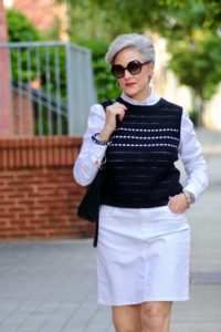 white denim skirt