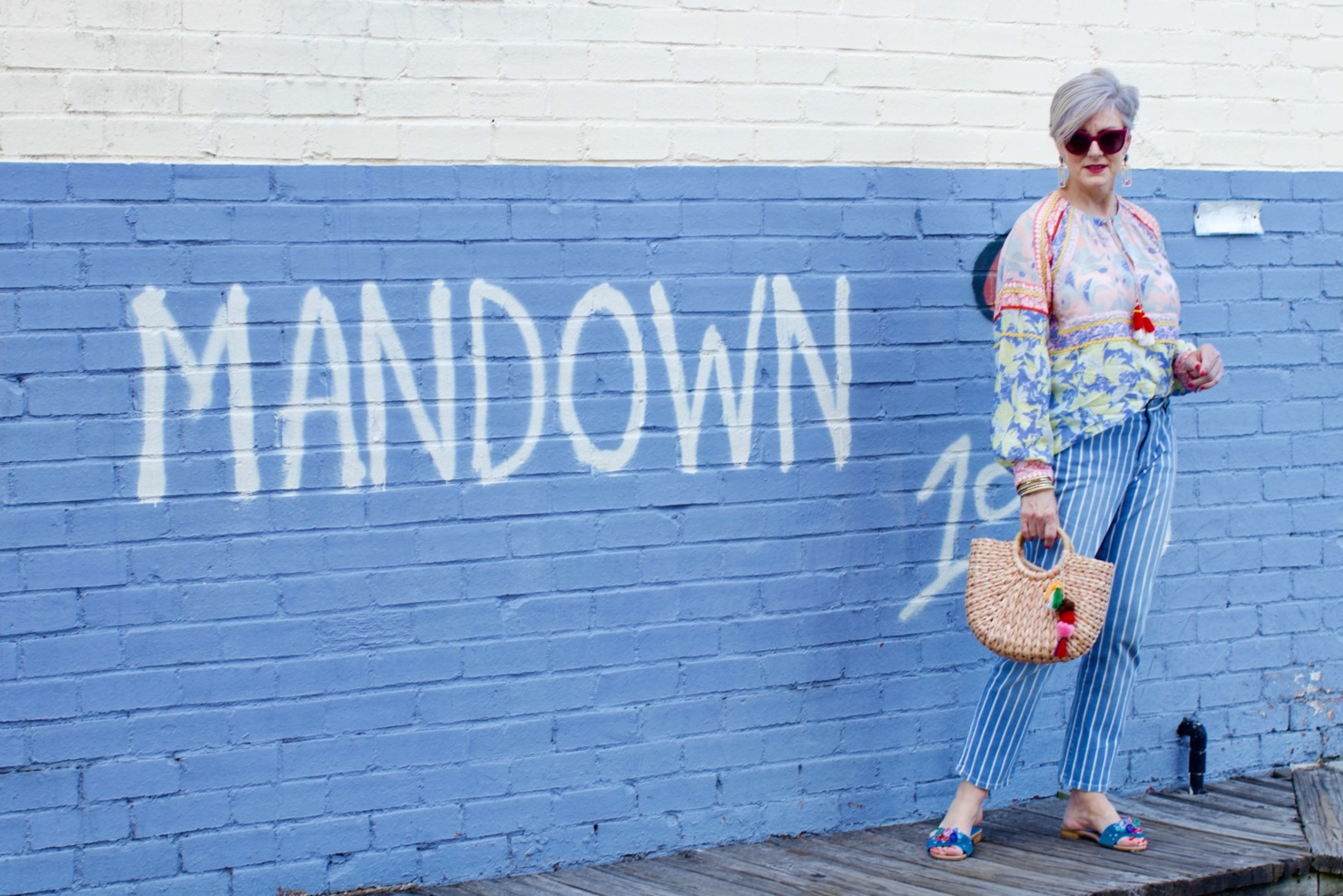 peasant blouse striped jeans