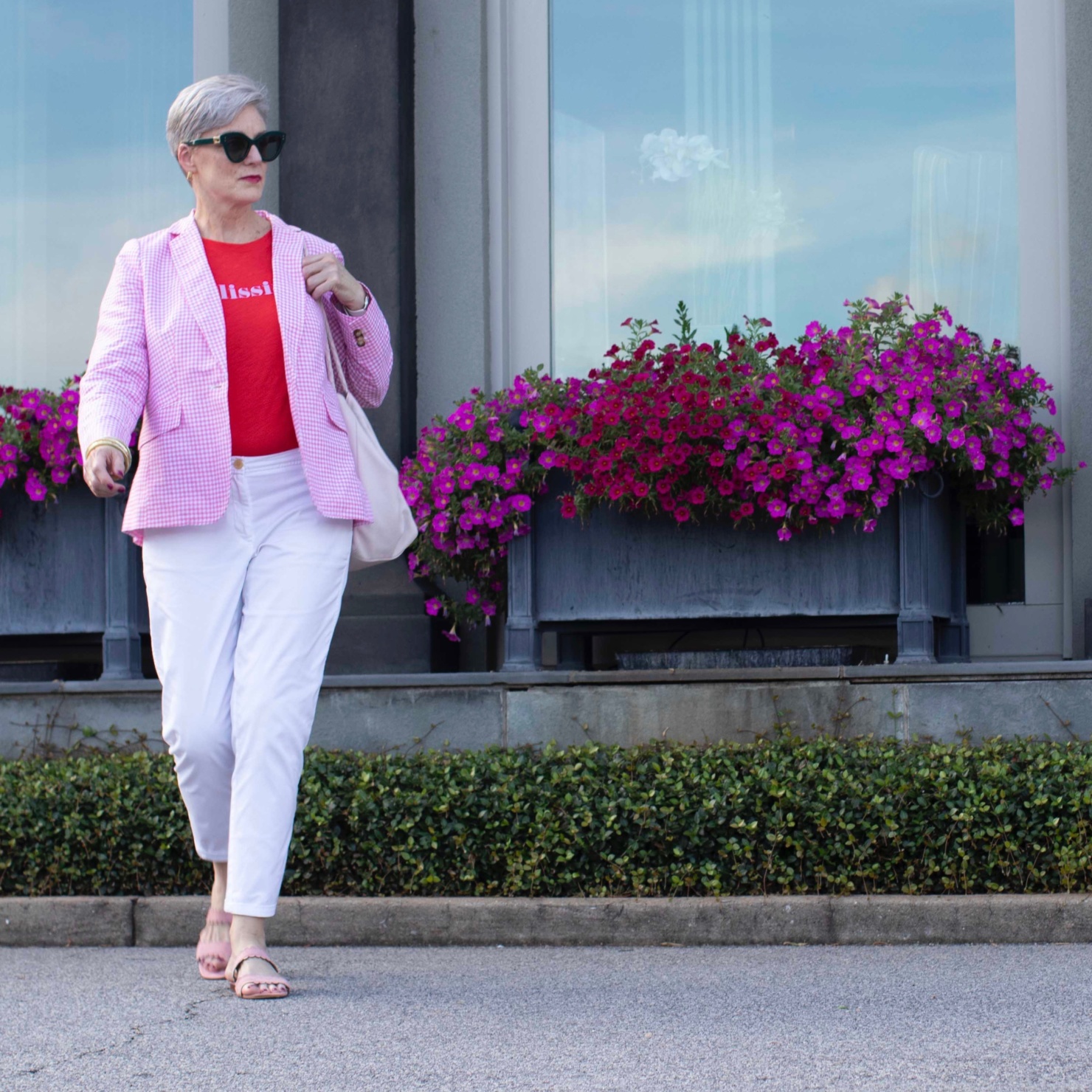 pink gingham blazer