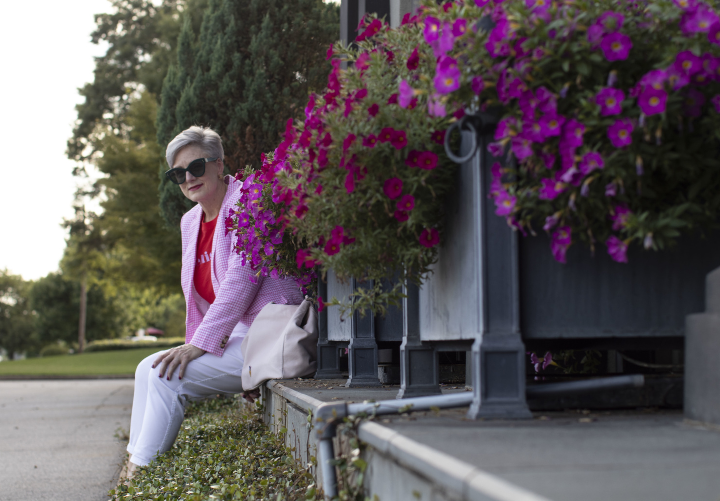 pink gingham blazer
