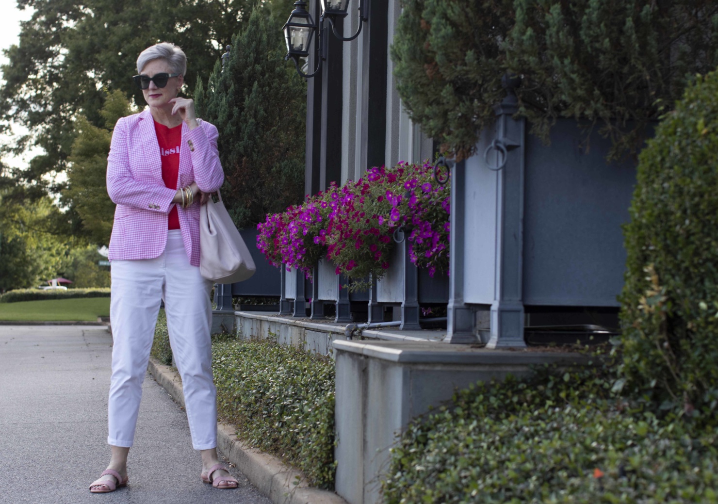 pink gingham blazer
