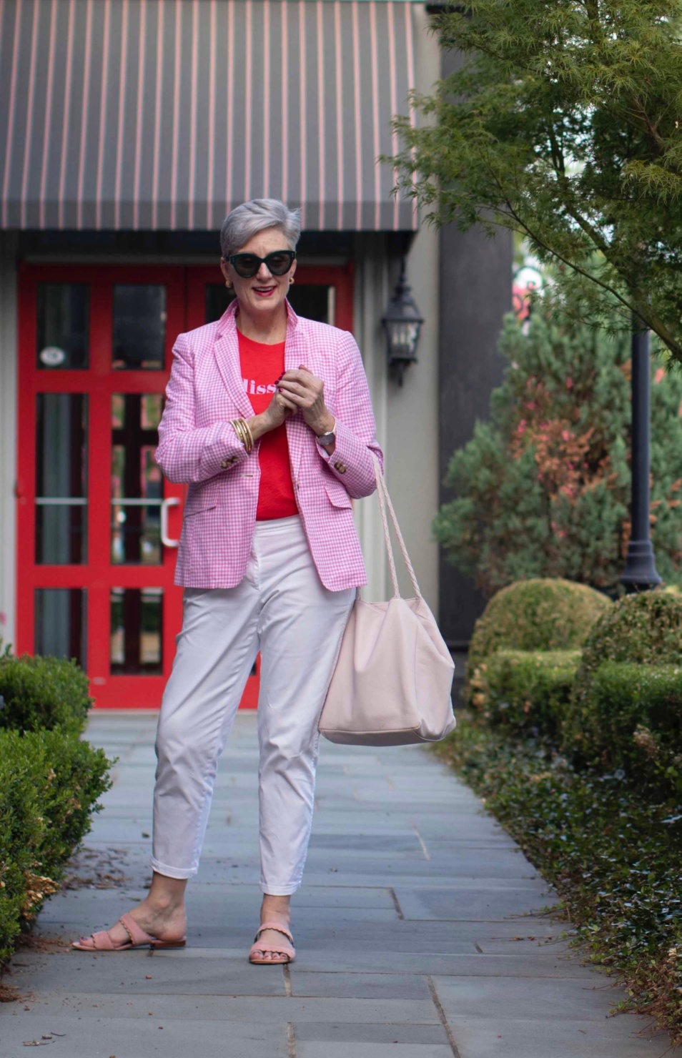 pink gingham blazer