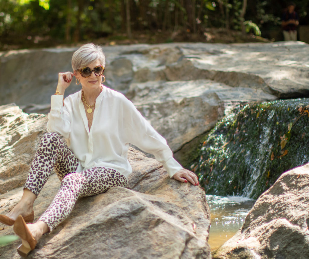 leopard jeans that transition from summer to fall