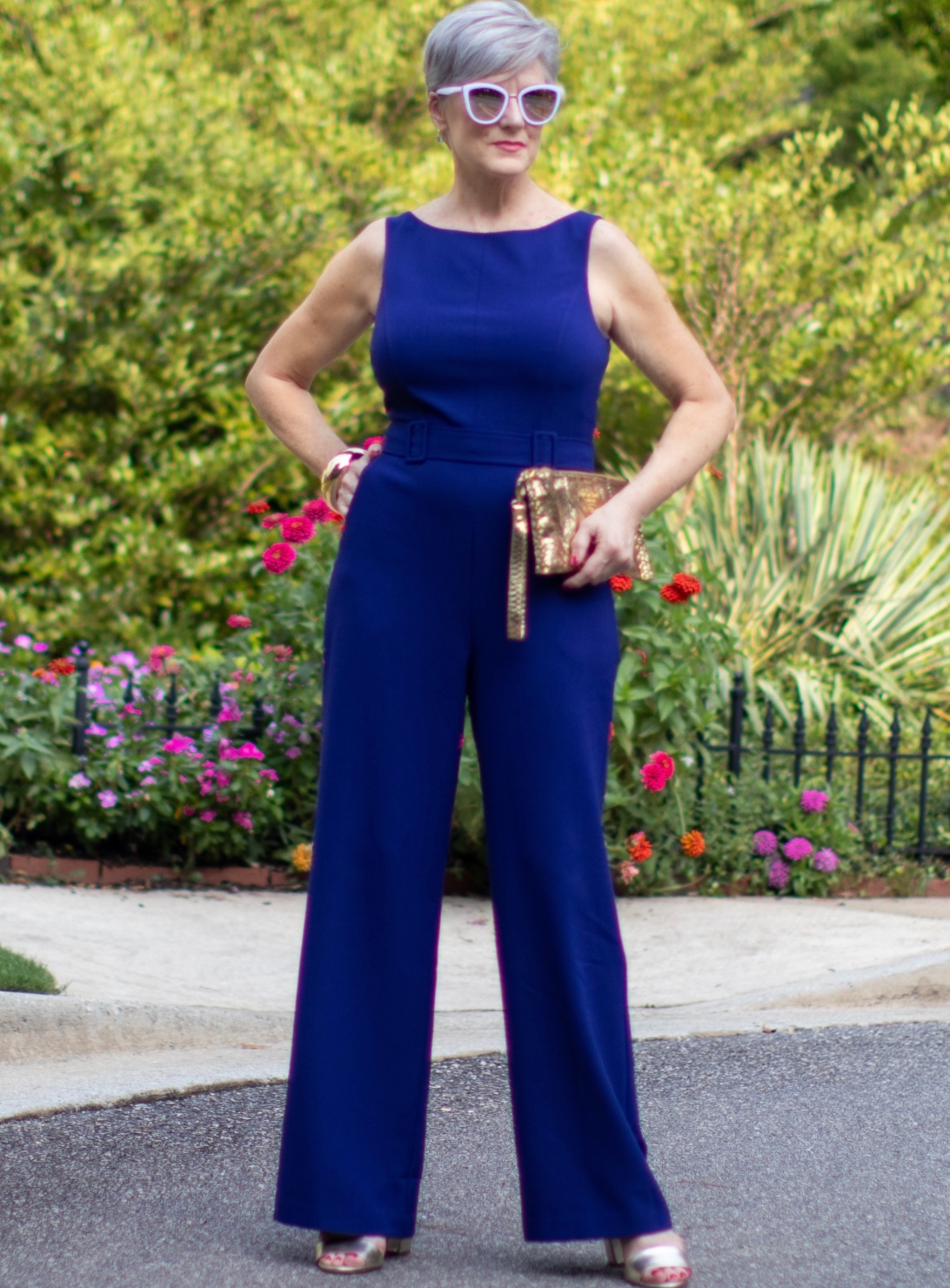 blue jumpsuit