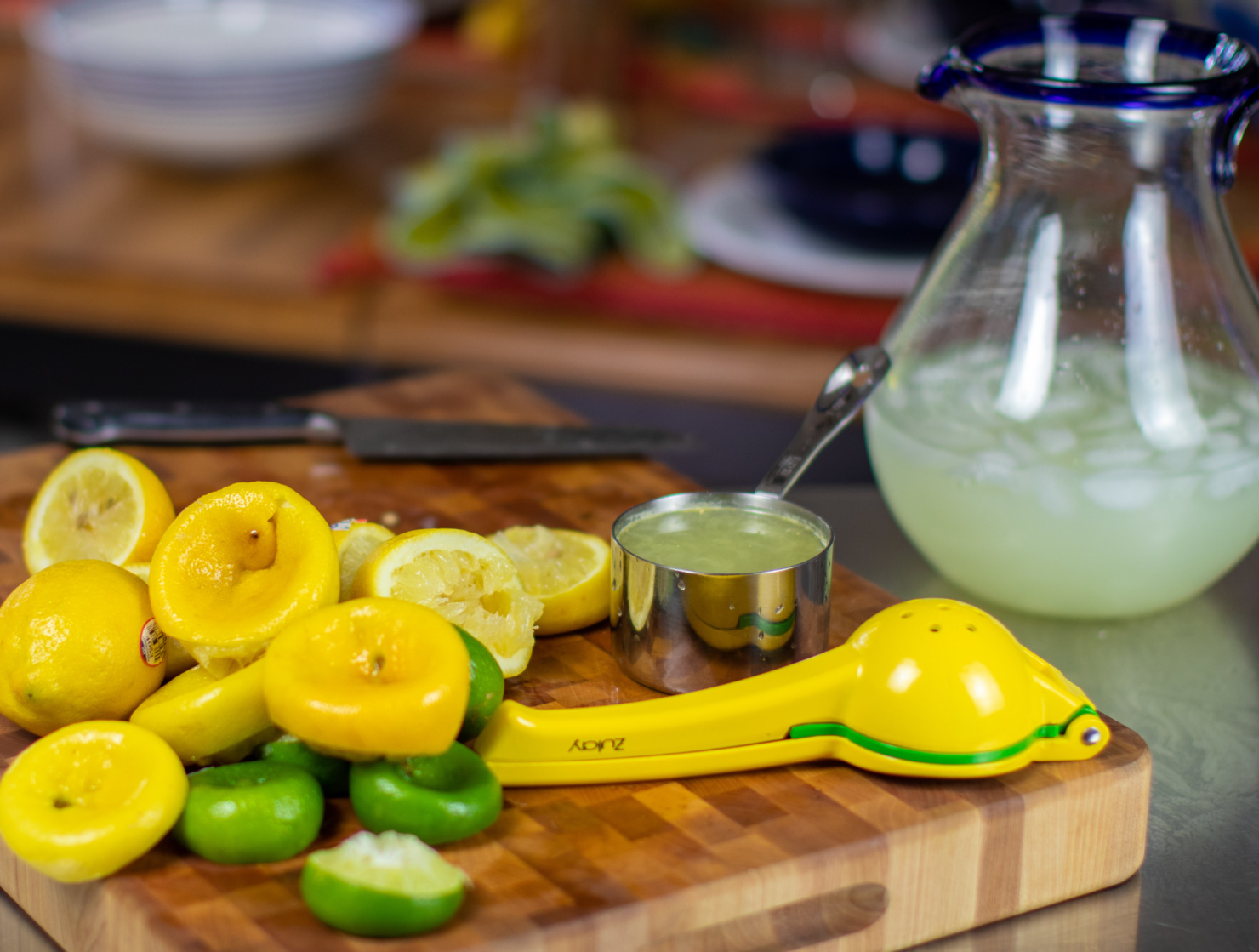 margaritas with fresh lemons and limes