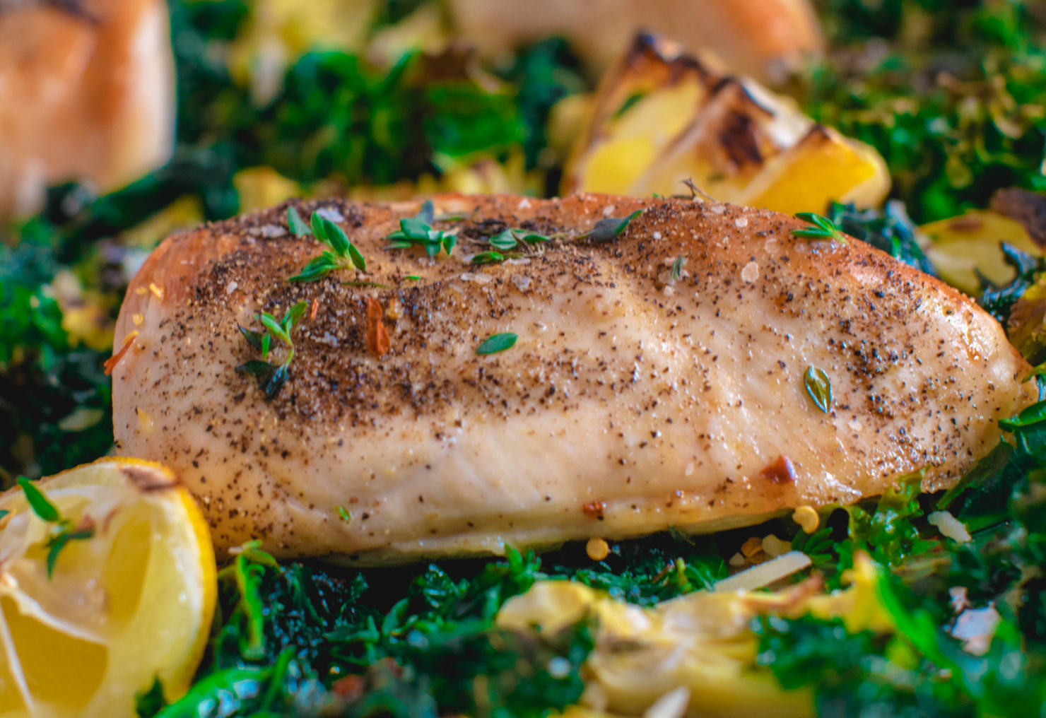 chicken and kale one pan sheet dinner