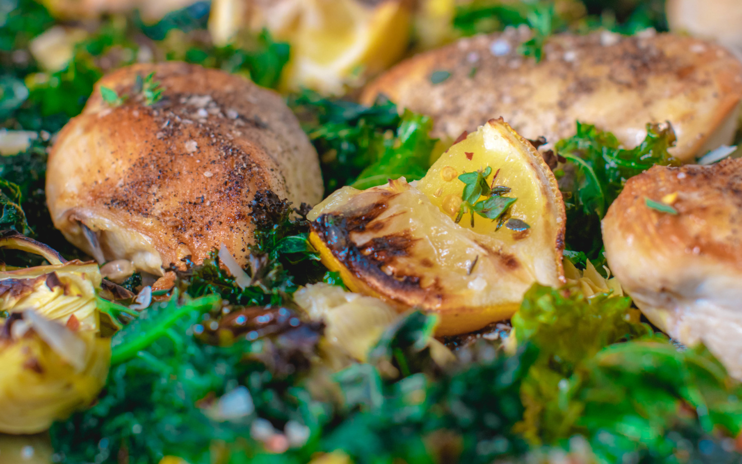 chicken and kale one pan sheet dinner