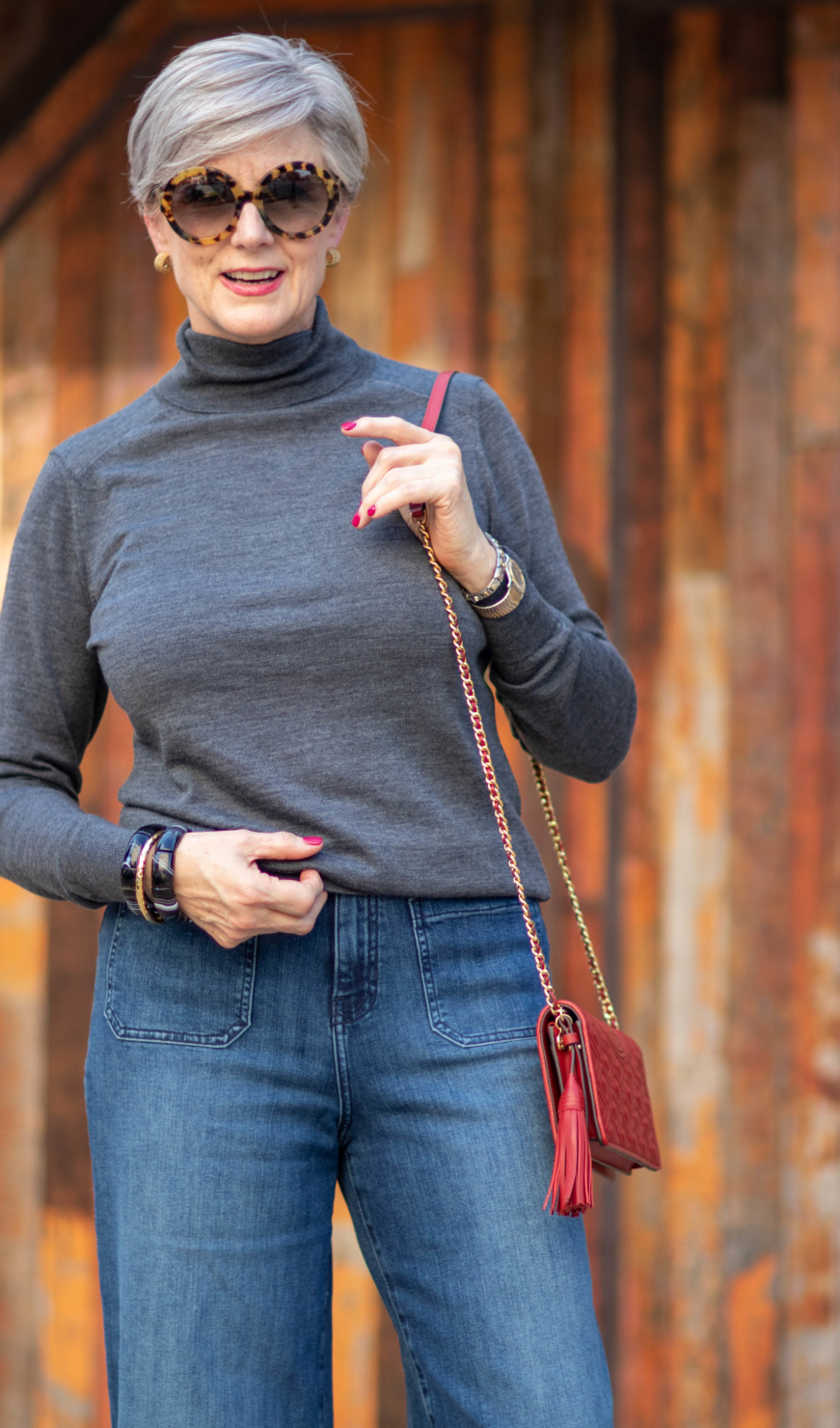 gray turtleneck