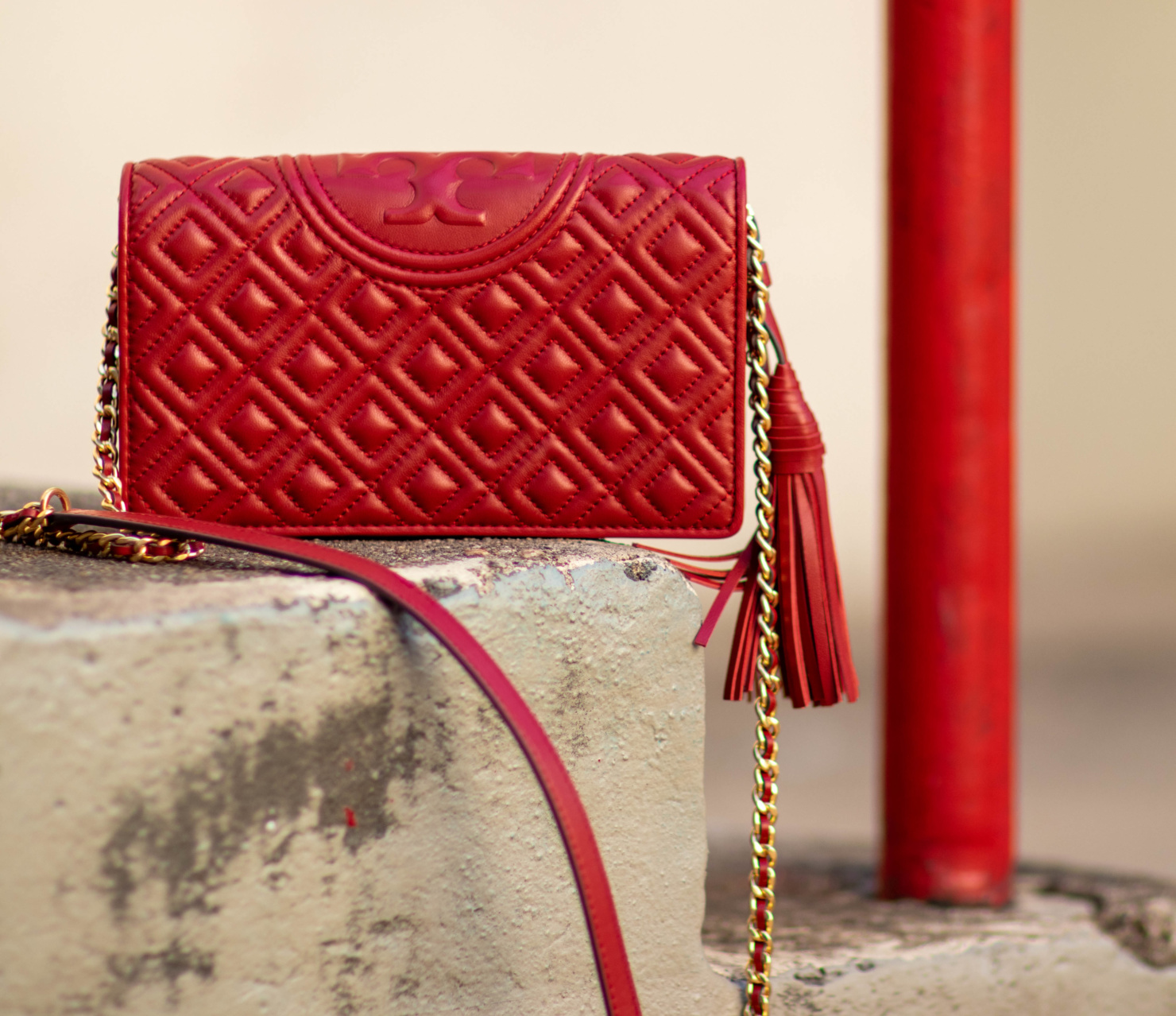 red handbag