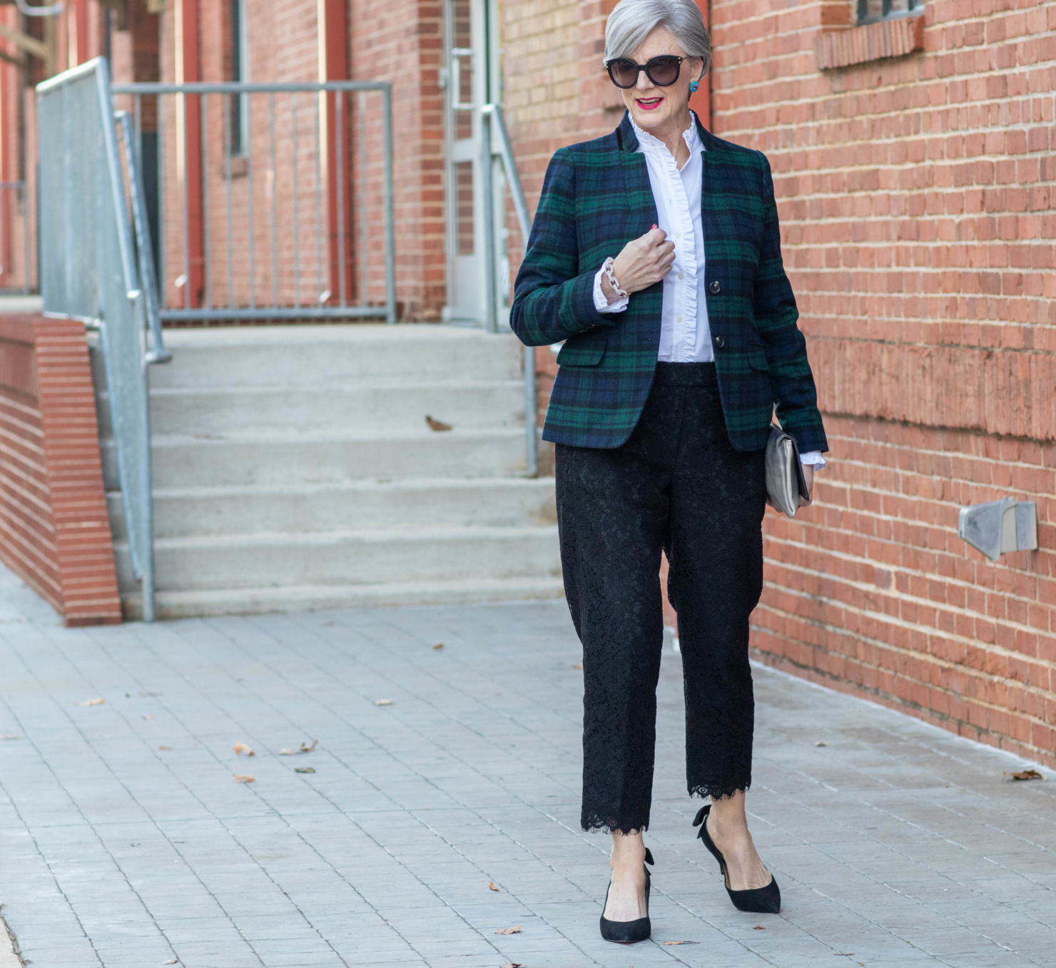 blackwatch plaid and lace pants