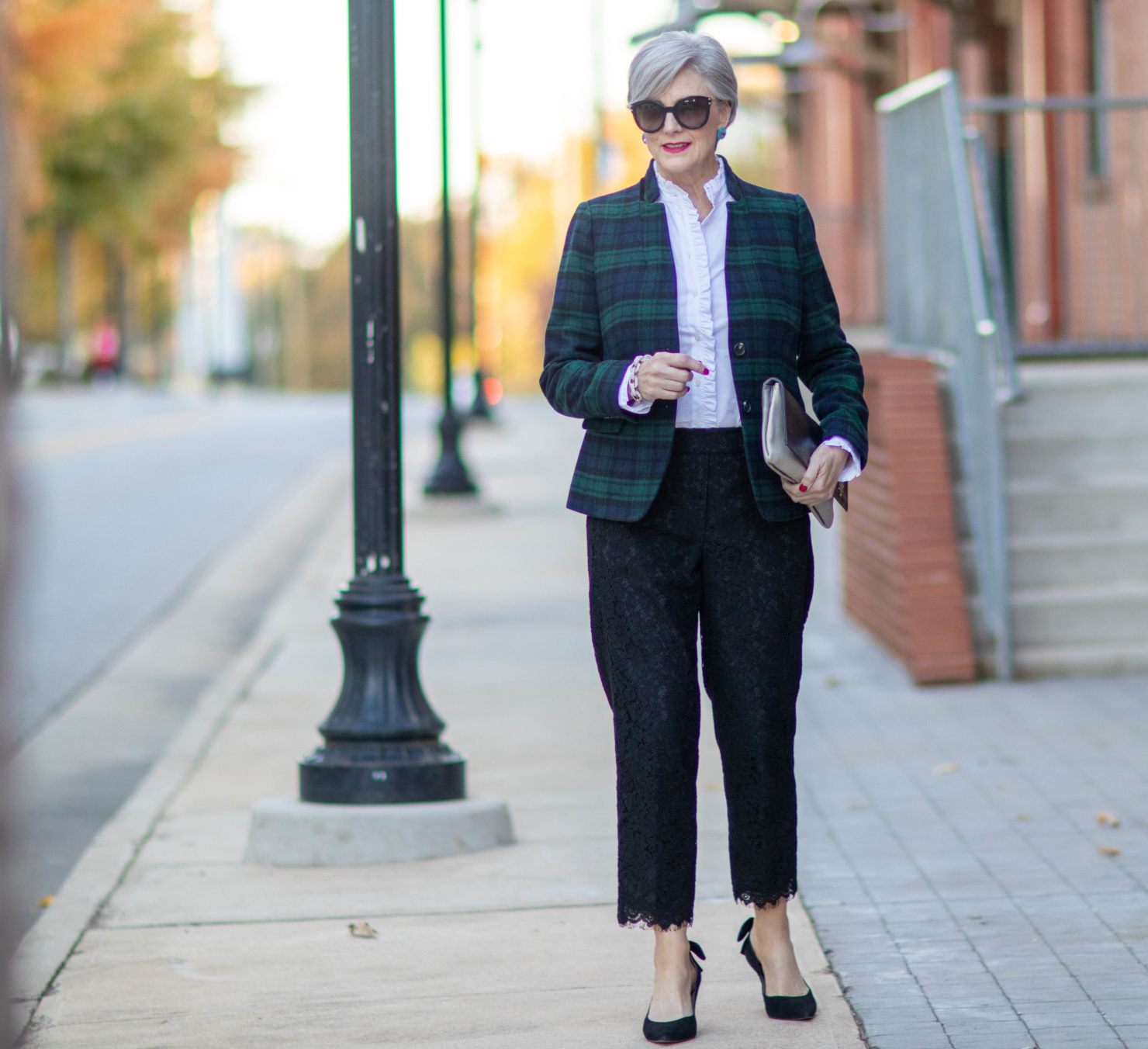 blackwatch plaid and lace pants