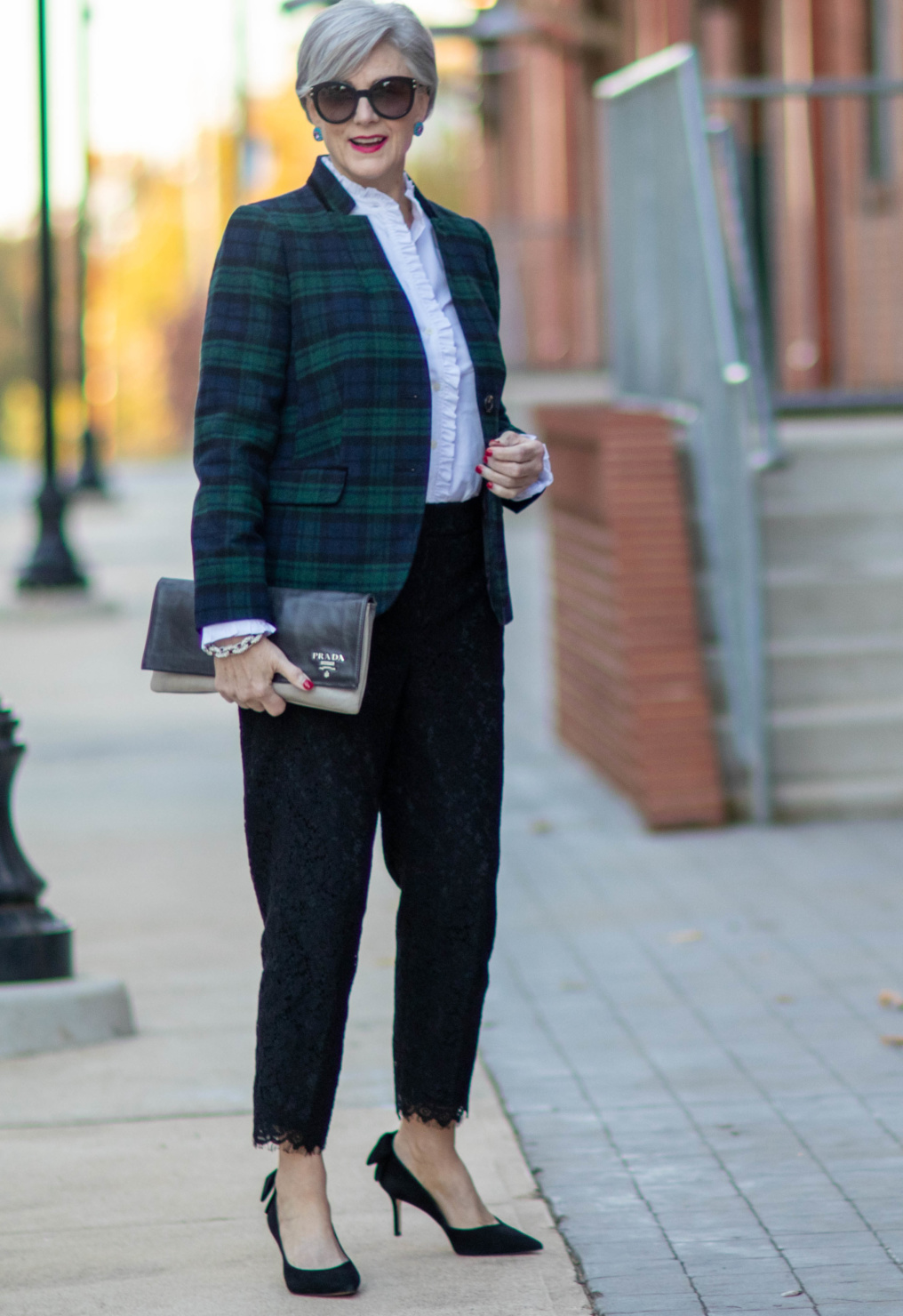blackwatch plaid and lace pants