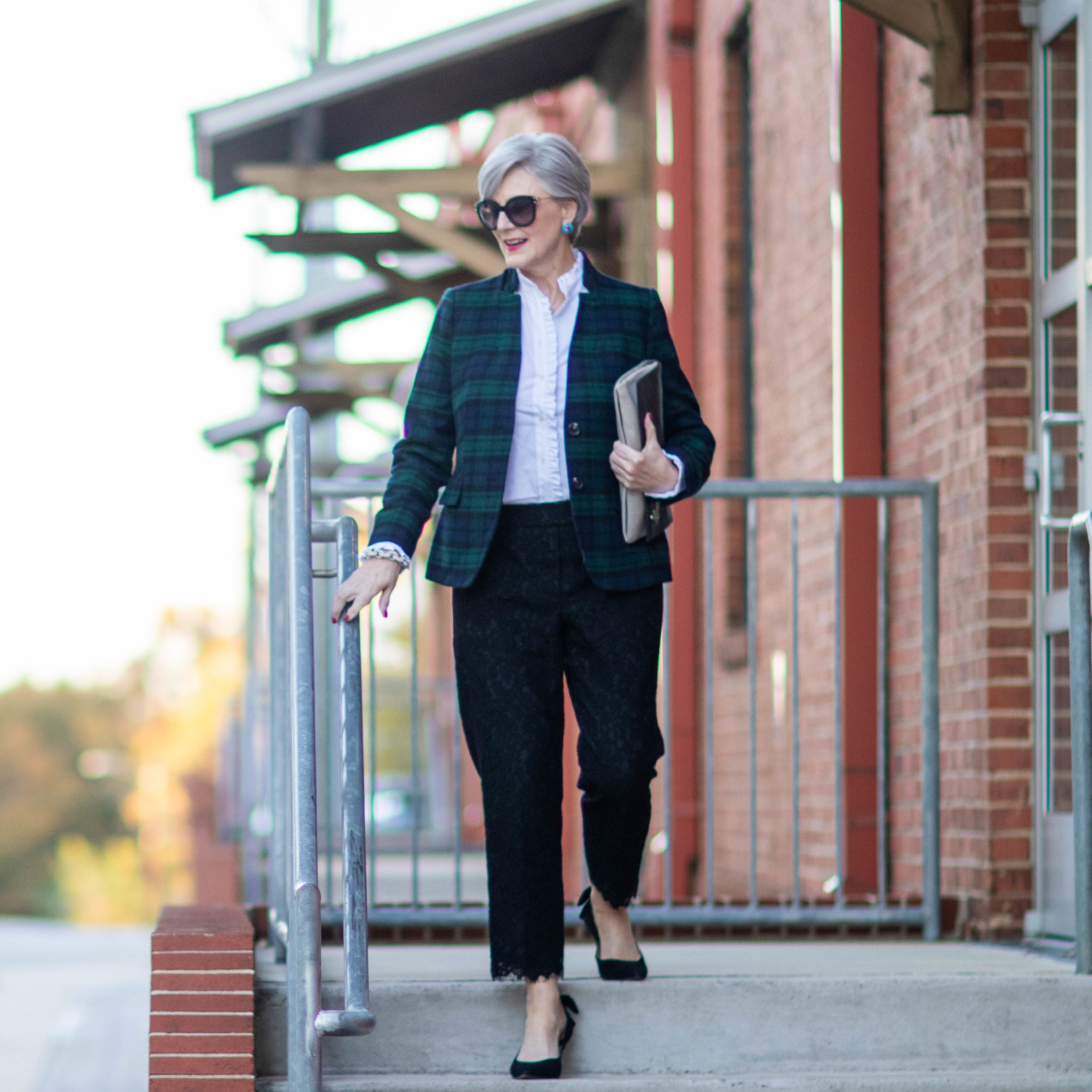blackwatch plaid and lace pants