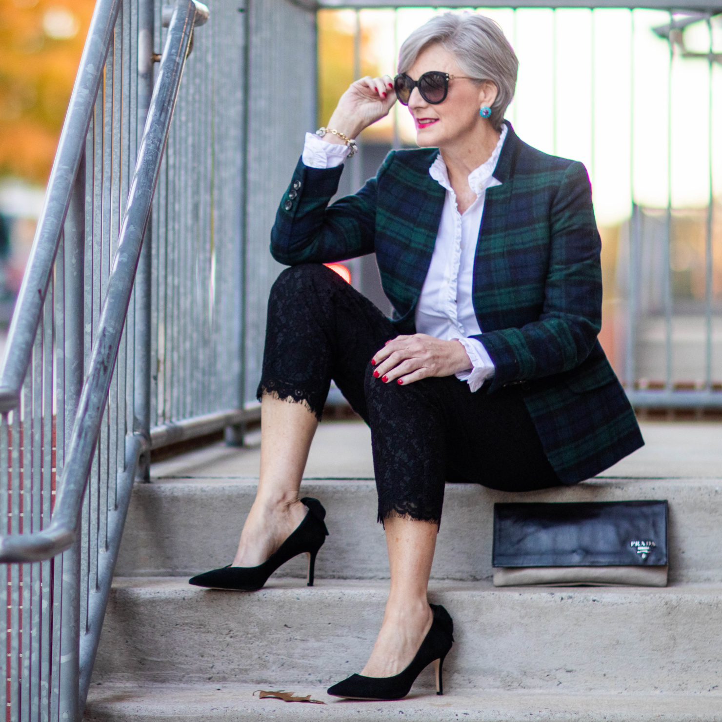 blackwatch plaid and lace pants