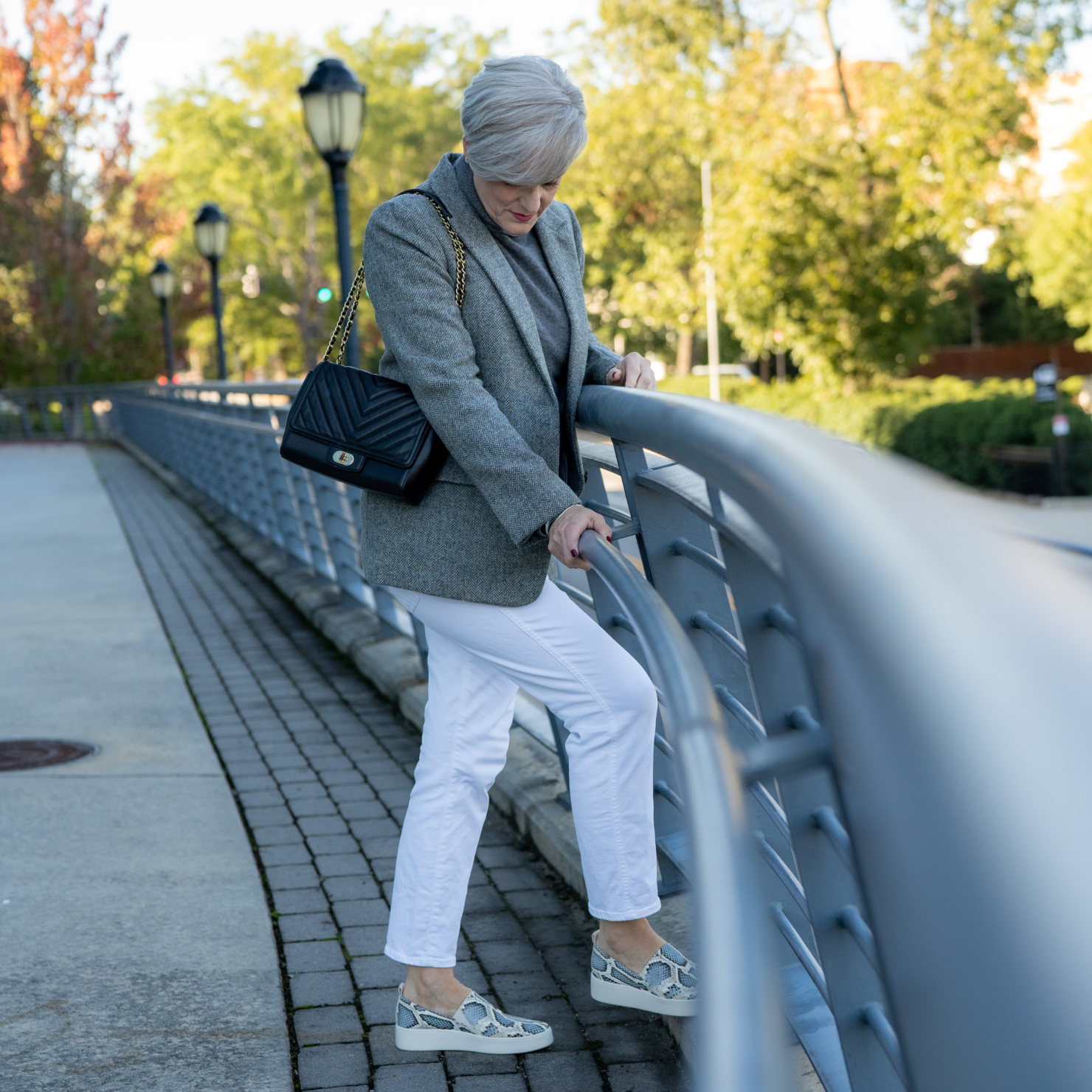 fall neutrals gray herringbone blazer